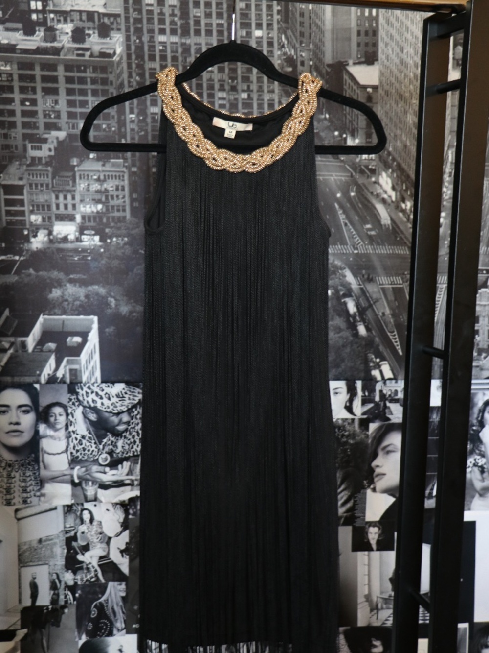 Vintage Fringe Flapper Style Dress | Gold Chain Detail Statement Party Dress